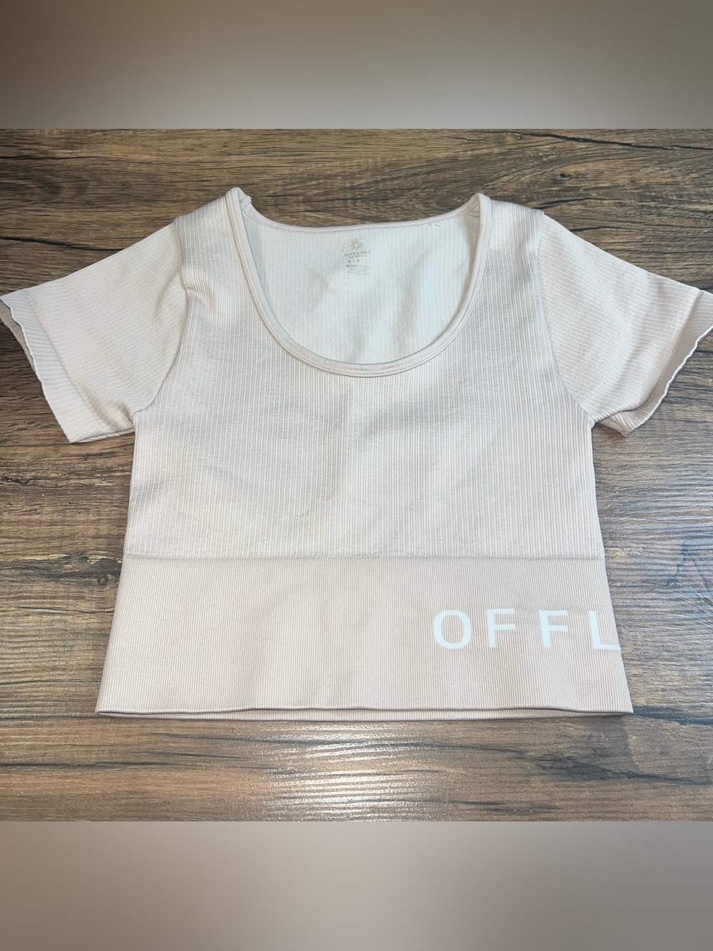 OFFLINE by Aerie Ribbed Stretch Crop Top Dusty Pink Scoop Neck Size Medium